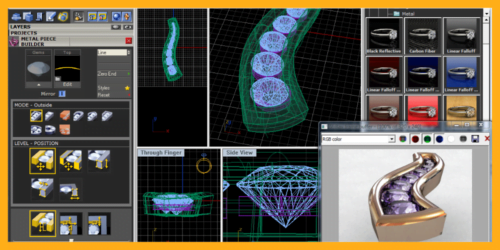 Picture of gemstones being set digitally on computer screen