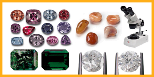 Picture of all kind of gems of different colours - gemmology course cover image