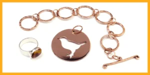 Picture of a ring, pendant and chain made using Metalsmithing techniques