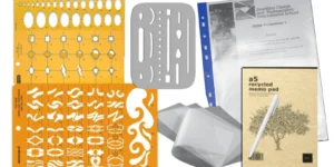 Jewellery tracing kits of several sets of rules, tracing pads and a white pencil