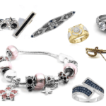 Picture of various types of jewellery on white background