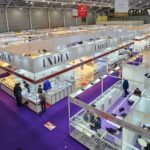 Birds' eye view of a gem and jewellery fair booths